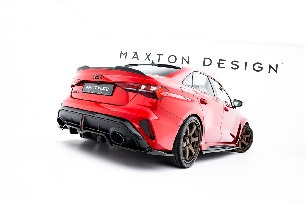 Maxton Design Street+ Mittlerer Diffusor RACE passend für V.1 Audi RS3 Limousine 8Y Facelift schwarz Hochglanz