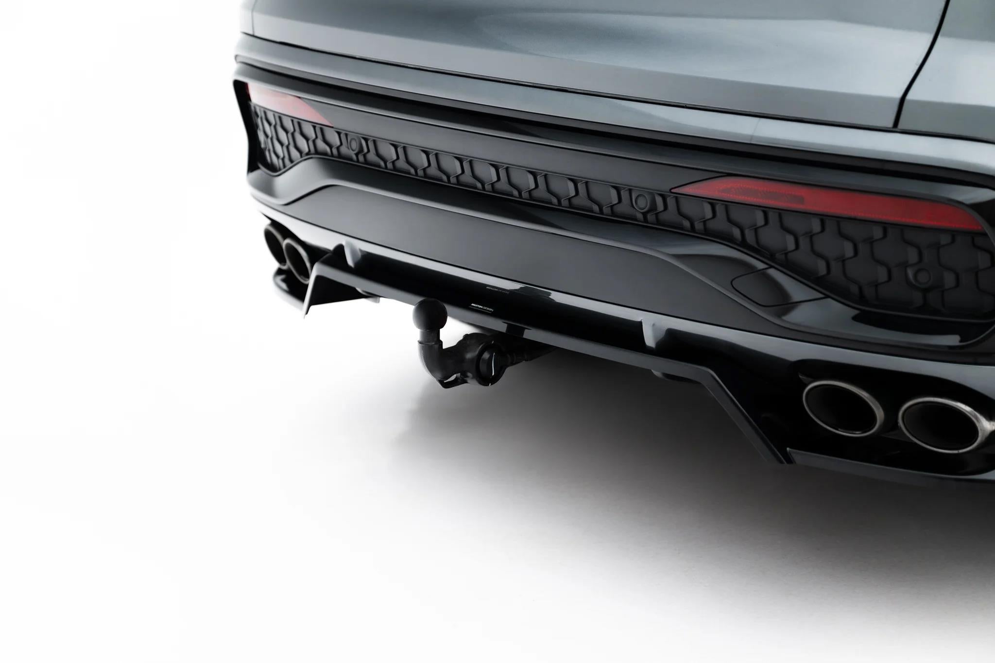 Maxton Design Street+ Mittlerer Diffusor Race Passend für Audi SQ5 Sportback / SUV Mk3 Schwarz Hochglanz