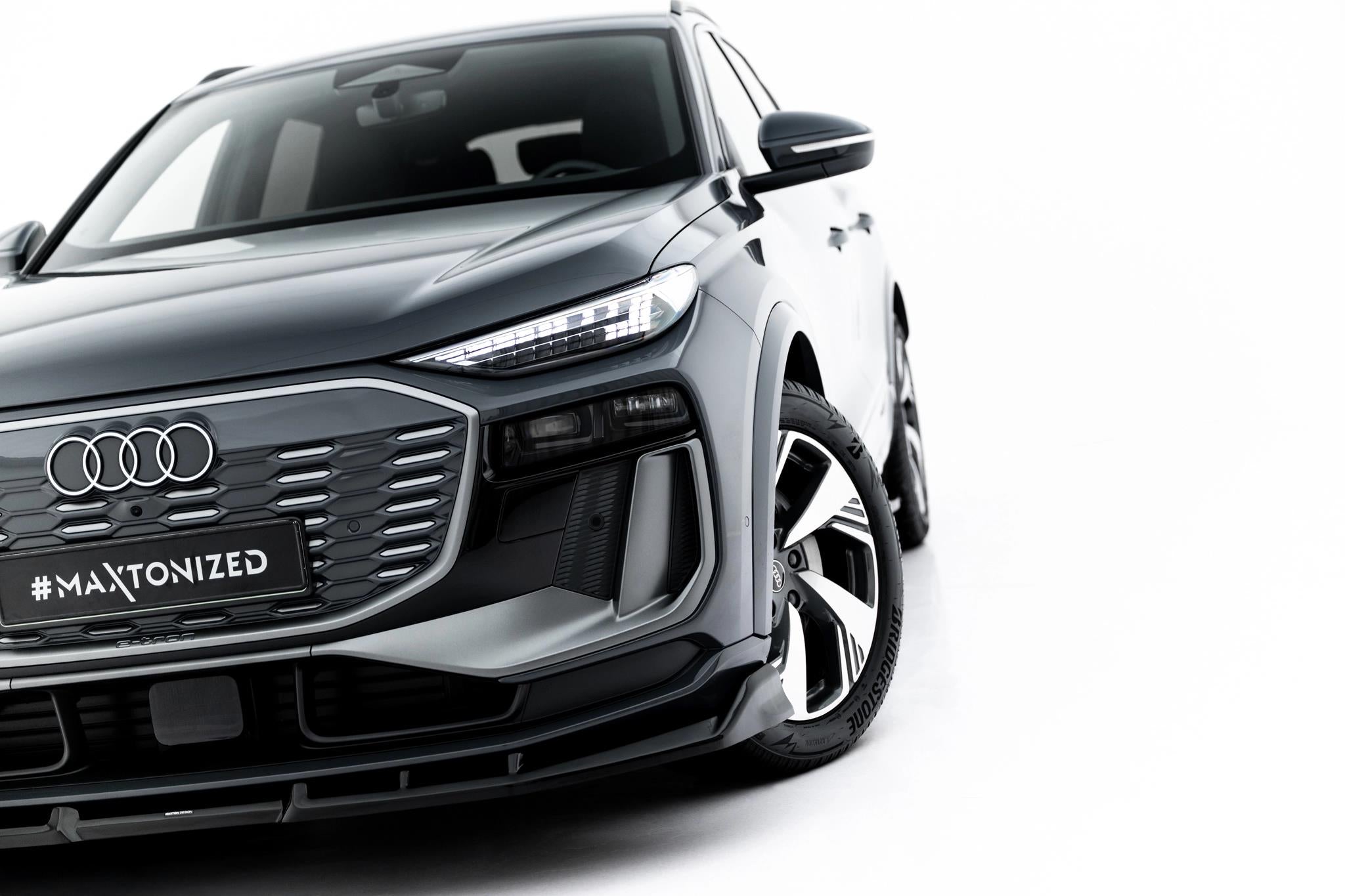 Maxton Design Street+ Spoilerlippe Front Ansatz passend für Audi Q6 e-tron Standard / S-Line / SQ6 e-tron SUV / Sportback Mk1 schwarz Hochglanz