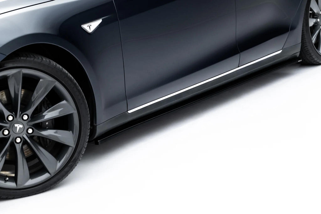 Maxton Design Street+ Seitenschweller Leisten passend für V.1 passend für Tesla Model S Mk1 schwarz Hochglanz