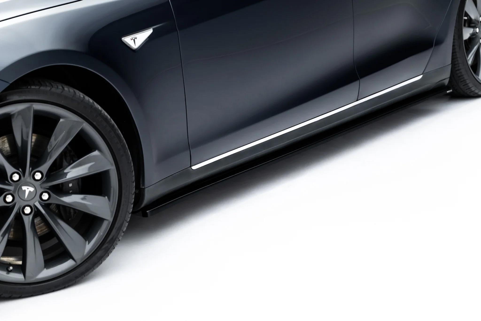 Maxton Design Street+ Seitenschweller Leisten passend für V.1 passend für Tesla Model S Mk1 schwarz Hochglanz