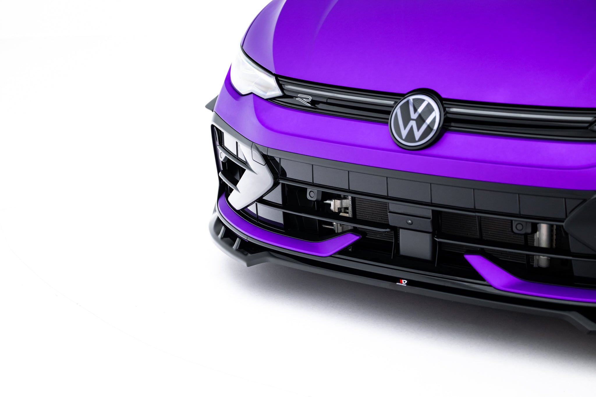 Maxton Design Street+ Spoilerlippe Front Ansatz V.1 passend für VW Golf R Variant Mk8 Facelift schwarz Hochglanz