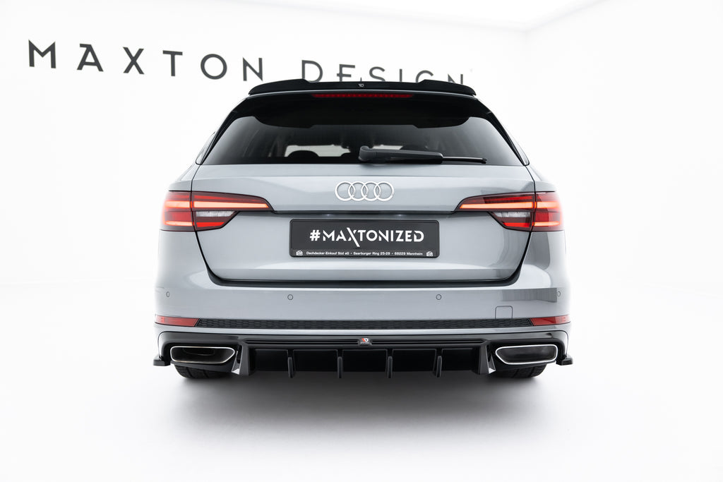 Maxton Design Diffusor Heck Ansatz passend für Audi A4 / A4 S-Line Limousine / Avant B9 schwarz Hochglanz