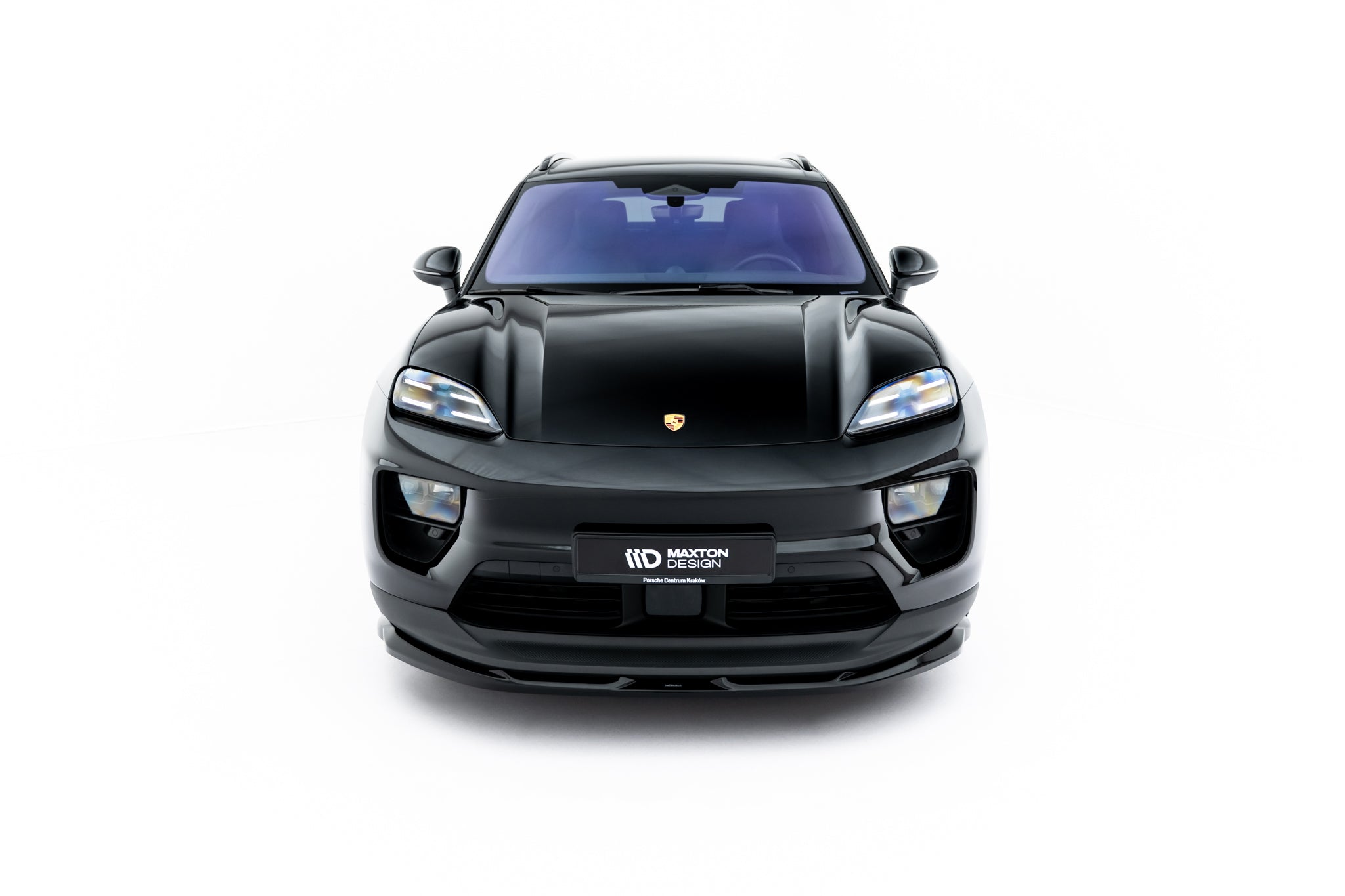 Maxton Design Street+ Spoilerlippe Front Ansatz passend für Porsche Macan EV Mk1 schwarz Hochglanz