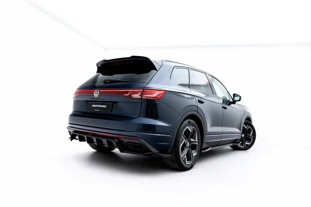 Maxton Design Street+ Mittlerer Diffusor Race Passend für VW Touareg Elegance Mk3 Facelift Schwarz Hochglanz