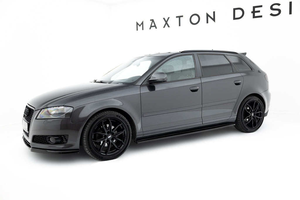 Maxton Design Street+ Seitenschweller Leisten passend für Audi A3 Sportback 8P / 8P Facelift schwarz Hochglanz