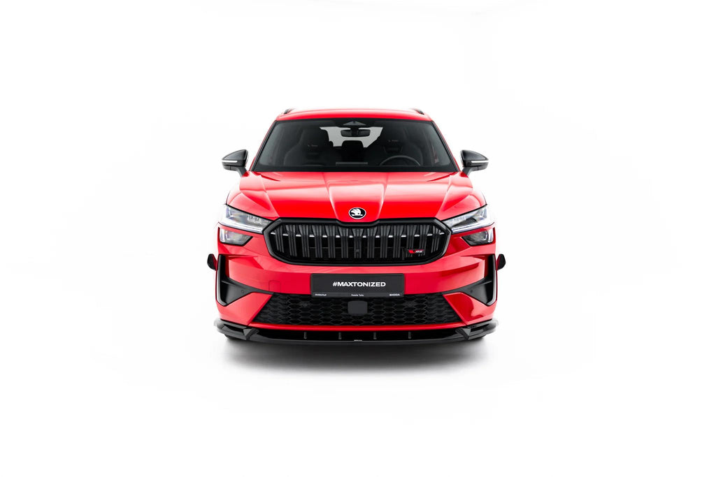 Maxton Design Street+ Spoilerlippe Front Ansatz passend für Skoda Kodiaq RS Mk2 schwarz Hochglanz