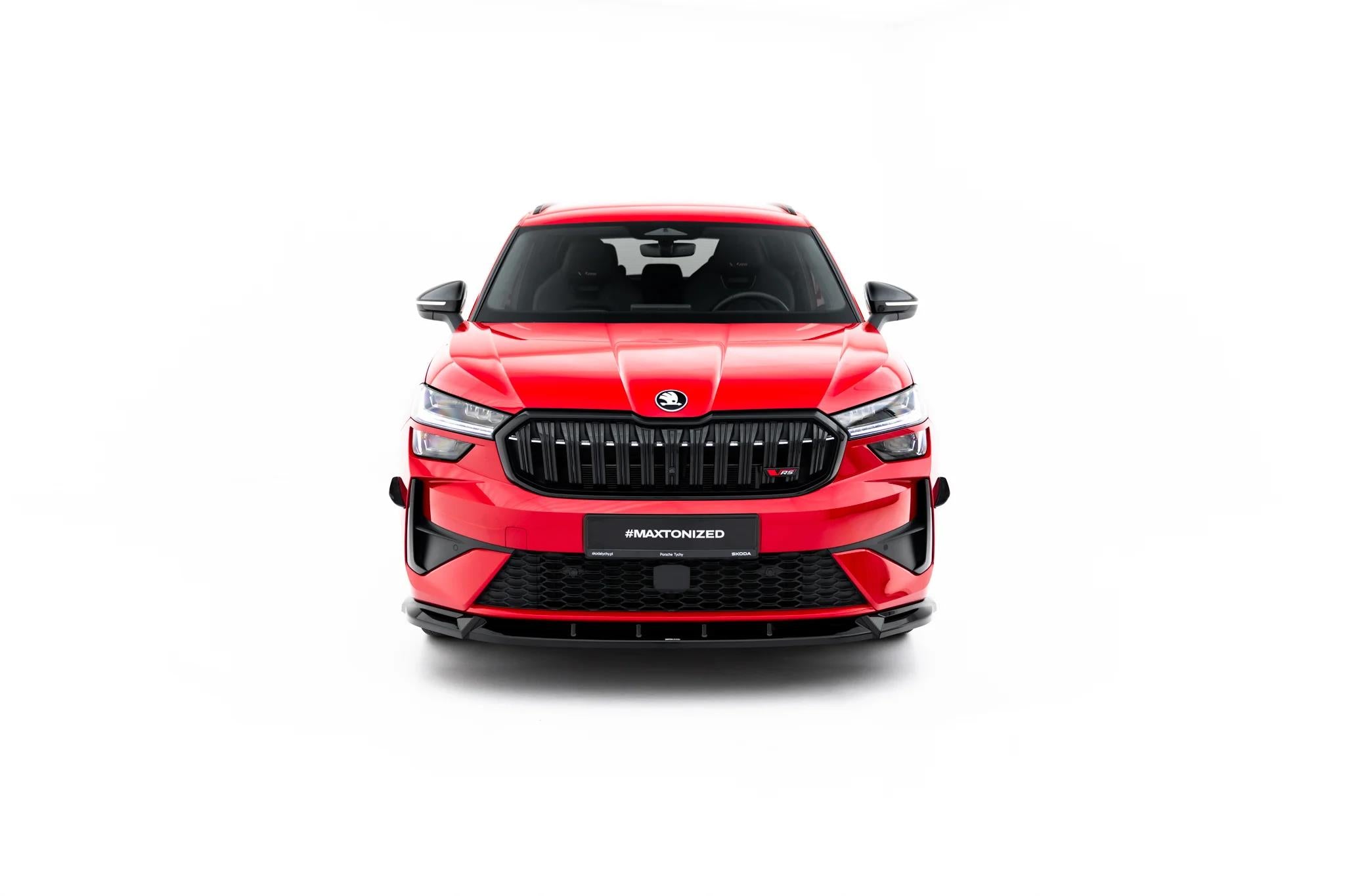 Maxton Design Street+ Spoilerlippe Front Ansatz passend für Skoda Kodiaq RS Mk2 schwarz Hochglanz
