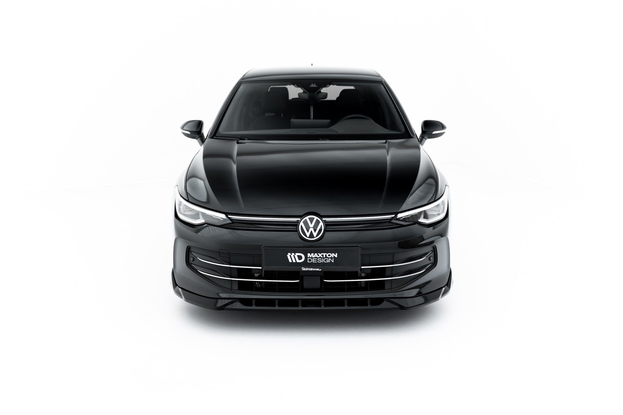 Maxton Design Street+ Spoilerlippe Front Ansatz passend für VW Golf Variant Mk8 Facelift schwarz Hochglanz