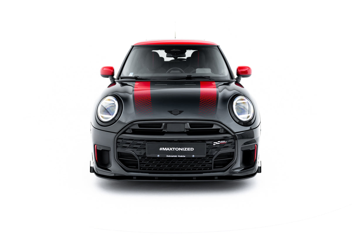 Maxton Design Street Pro Spoilerlippe Front Ansatz + Flaps für Mini Cooper John Cooper Works F65 [2025-] | Schwarz Hochglanz | ABS-Kunststoff