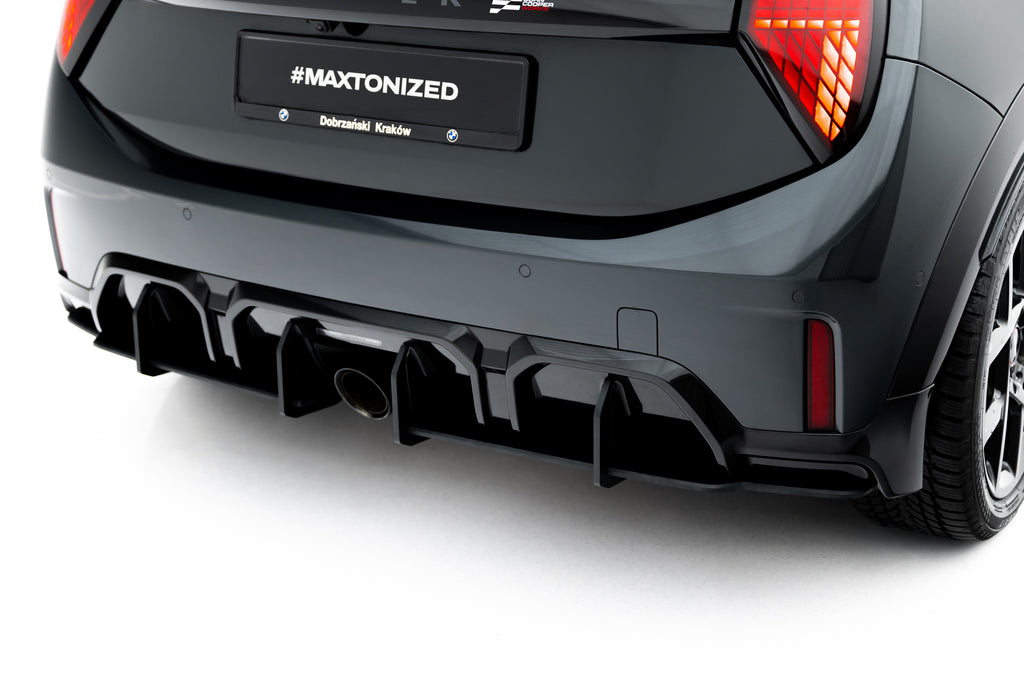 Maxton Design Street Pro Heckschürze für Mini Cooper John Cooper Works F65 [2025-] | Schwarz strukturiert | ABS-Kunststoff | mit TTG (eintragungsfrei)