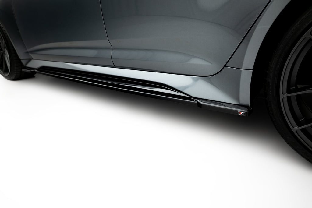 Maxton Design Street+ Seitenschweller Leisten passend für V.1 passend für Audi RS6 C8 / C8 Facelift schwarz Hochglanz