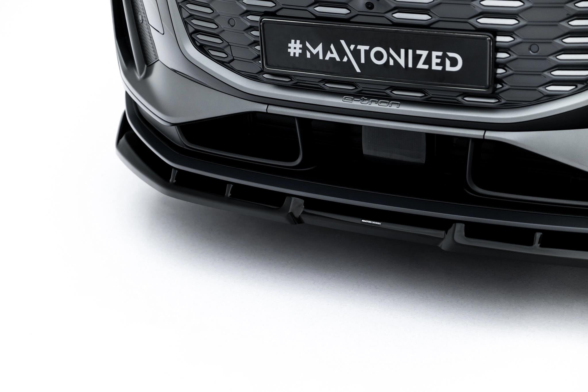 Maxton Design Street+ Spoilerlippe Front Ansatz passend für Audi Q6 e-tron Standard / S-Line / SQ6 e-tron SUV / Sportback Mk1 schwarz Hochglanz