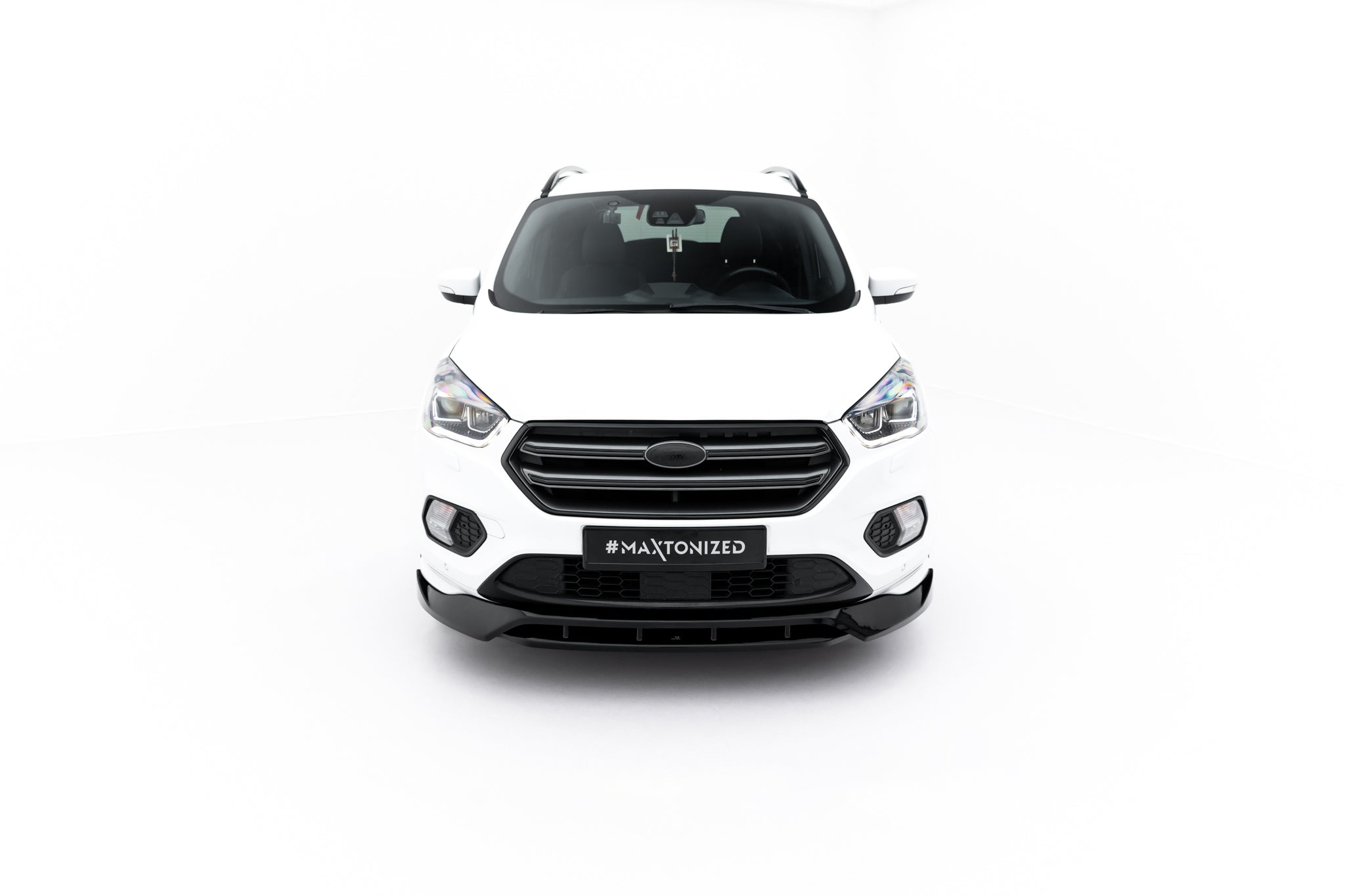Maxton Design Street+ Spoilerlippe Front Ansatz passend für Ford Kuga ST-Line Mk2 Facelift schwarz Hochglanz