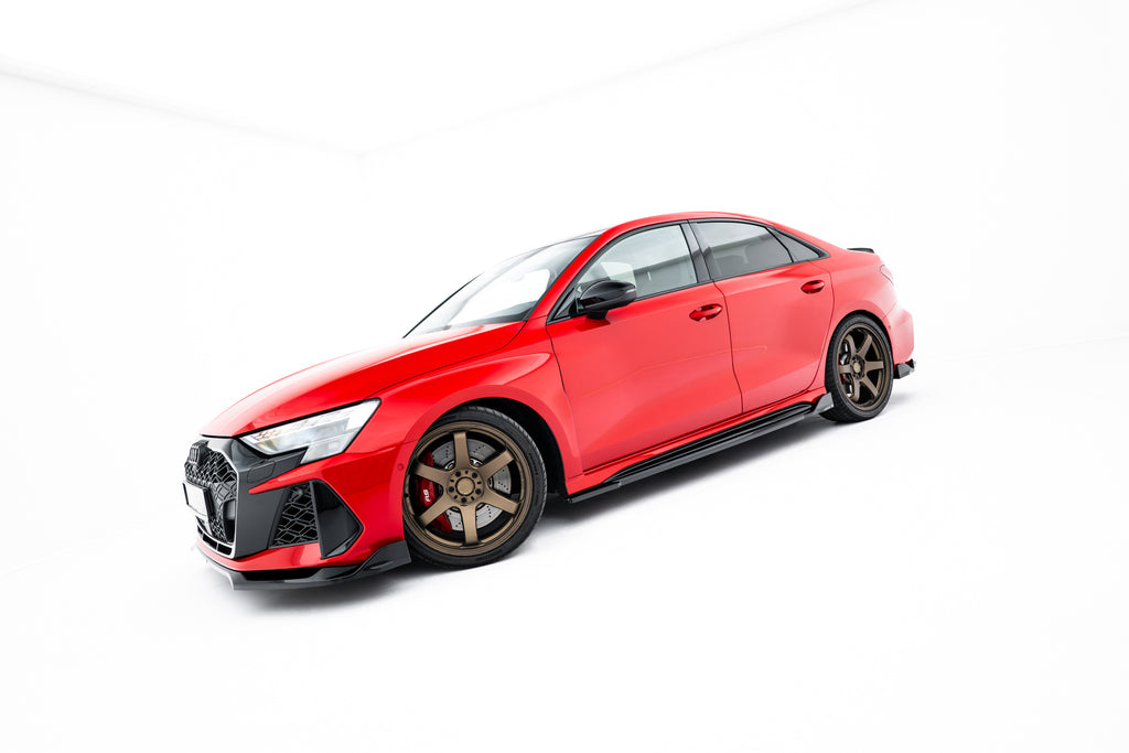 Maxton Design Street+ Seitenschweller Leisten V.2 passend für Audi RS3 Sportback 8Y Facelift schwarz Hochglanz