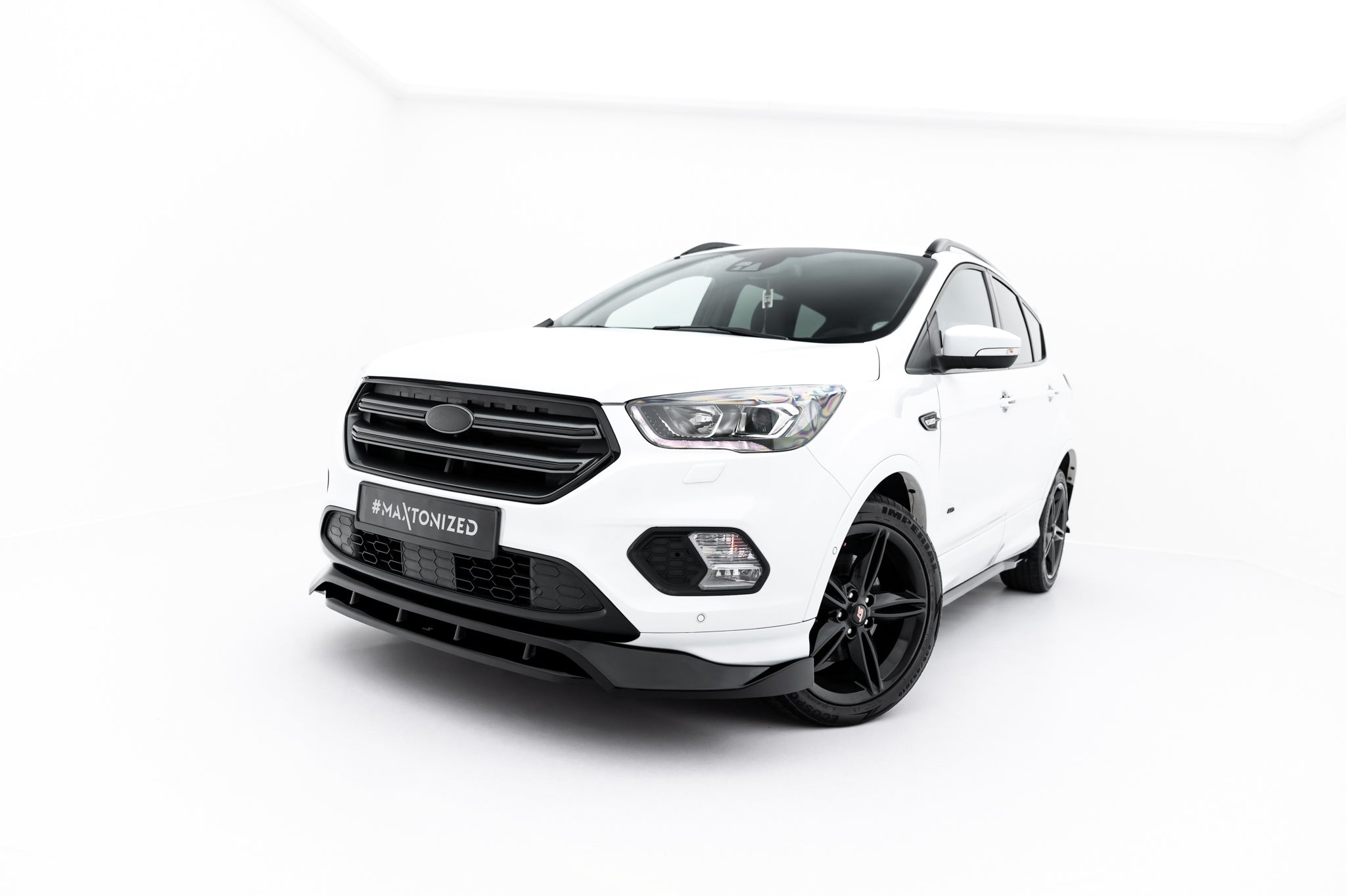 Maxton Design Street+ Spoilerlippe Front Ansatz passend für Ford Kuga ST-Line Mk2 Facelift schwarz Hochglanz