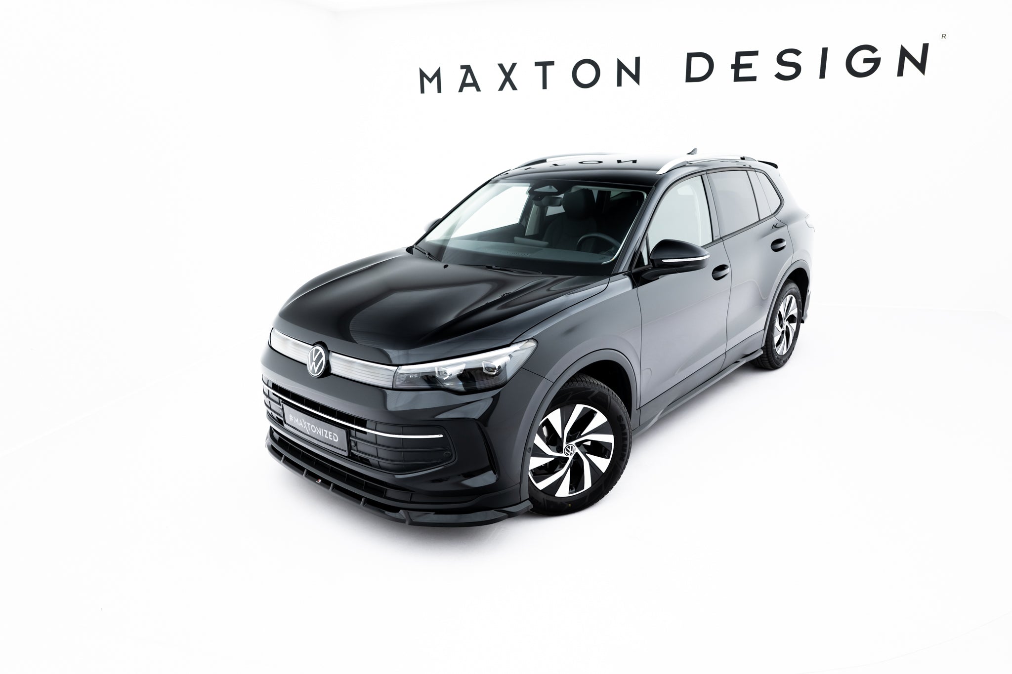 Maxton Design Street+ Spoilerlippe Front Ansatz V.1 passend für VW Tiguan Mk3 schwarz Hochglanz