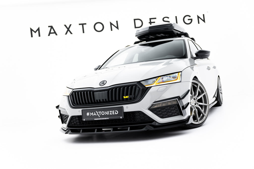 Maxton Design Street+ Spoilerlippe Front Ansatz V.5 passend für Skoda Octavia RS Mk4 schwarz Hochglanz