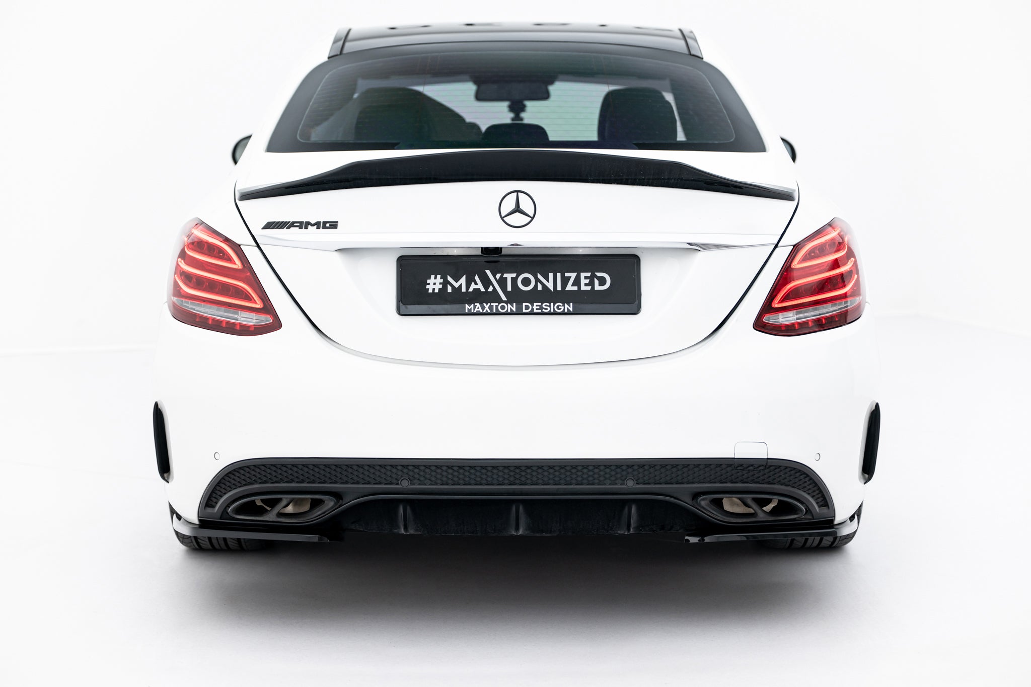 Maxton Design Heck Ansatz Flaps Diffusor passend für Mercedes-Benz C AMG-Line / C43 AMG Limousine W205 schwarz Hochglanz