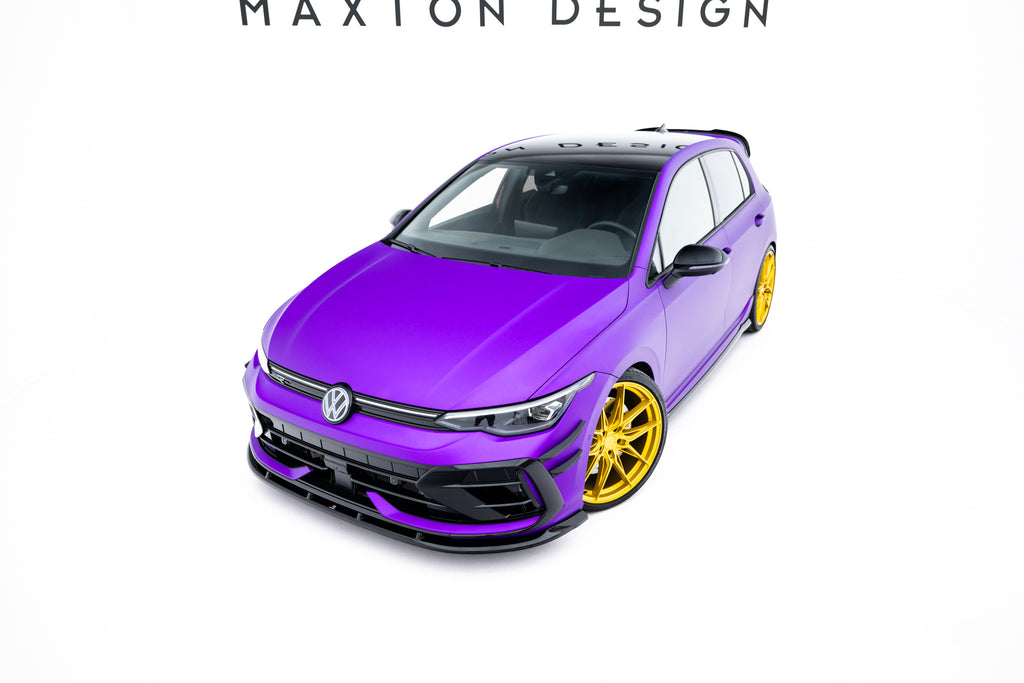 Maxton Design Street+ Spoilerlippe Front Ansatz V.2 passend für VW Golf R Variant Mk8 Facelift schwarz Hochglanz