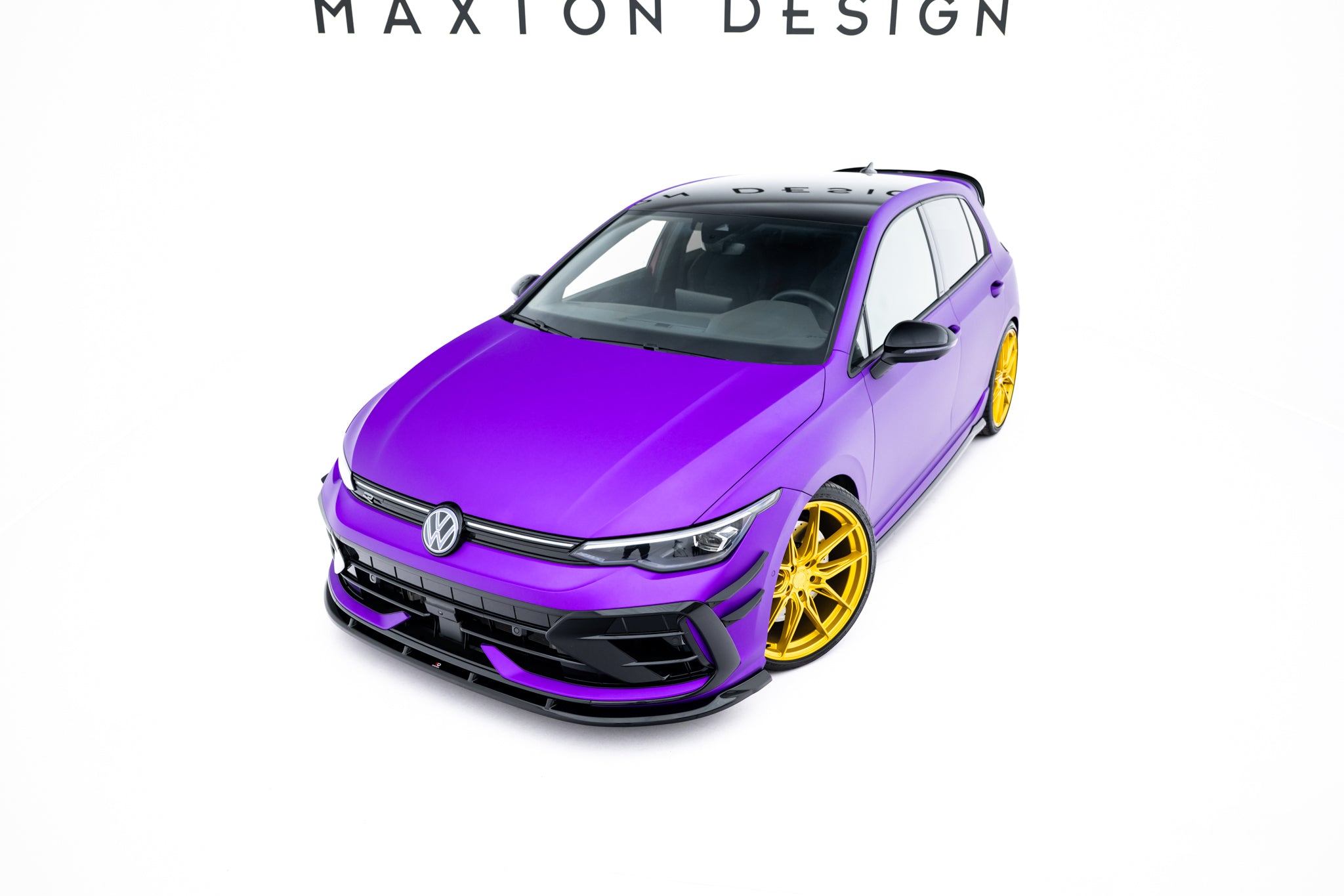 Maxton Design Street+ Spoilerlippe Front Ansatz V.2 passend für VW Golf R Variant Mk8 Facelift schwarz Hochglanz