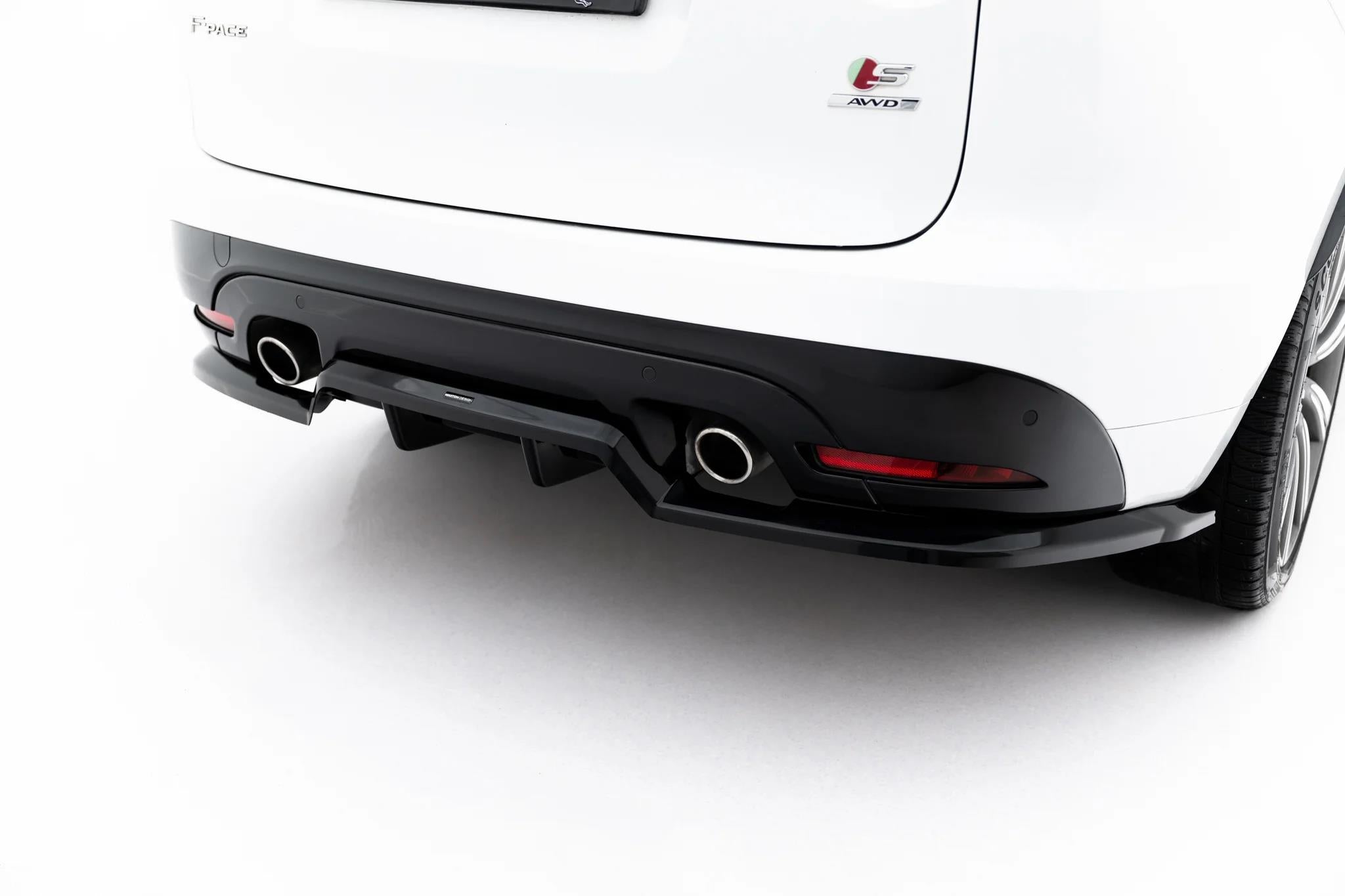 Maxton Design Street+ Mittlerer Diffusor Race Passend für Jaguar F-Pace S X761 Schwarz Hochglanz