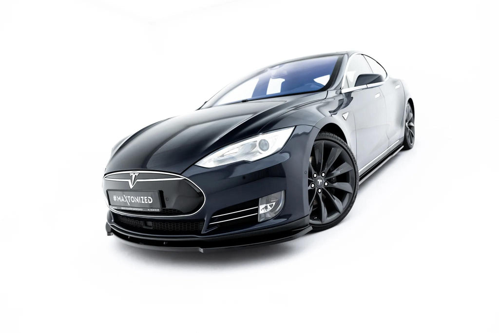 Maxton Design Street+ Spoilerlippe Front Ansatz V.2 passend für Tesla Model S Mk1 schwarz Hochglanz