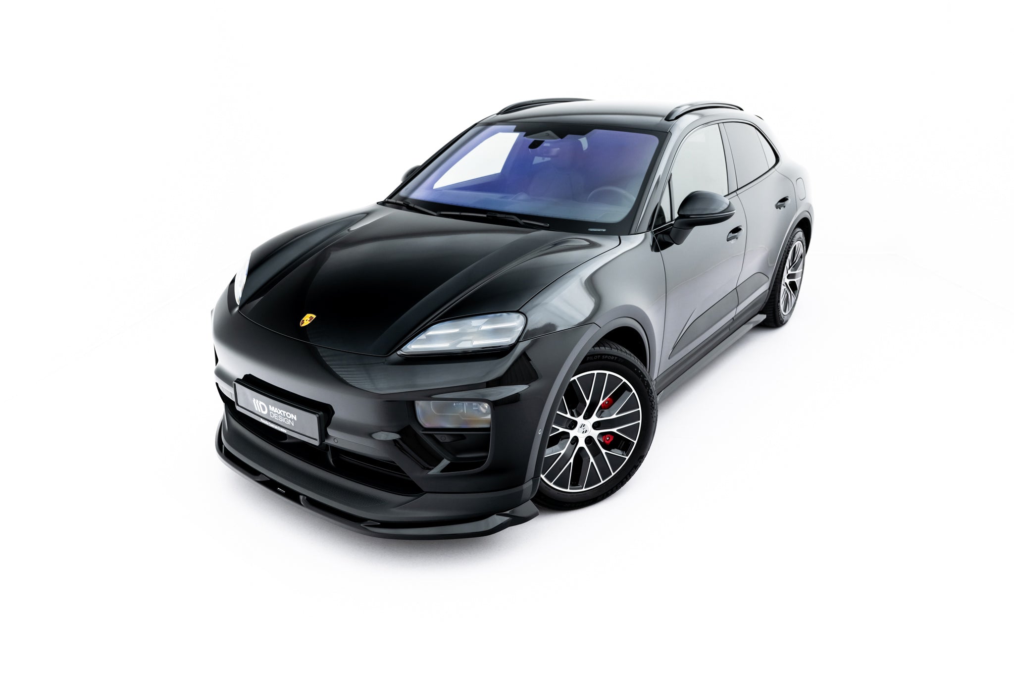 Maxton Design Street+ Spoilerlippe Front Ansatz passend für Porsche Macan EV Mk1 schwarz Hochglanz