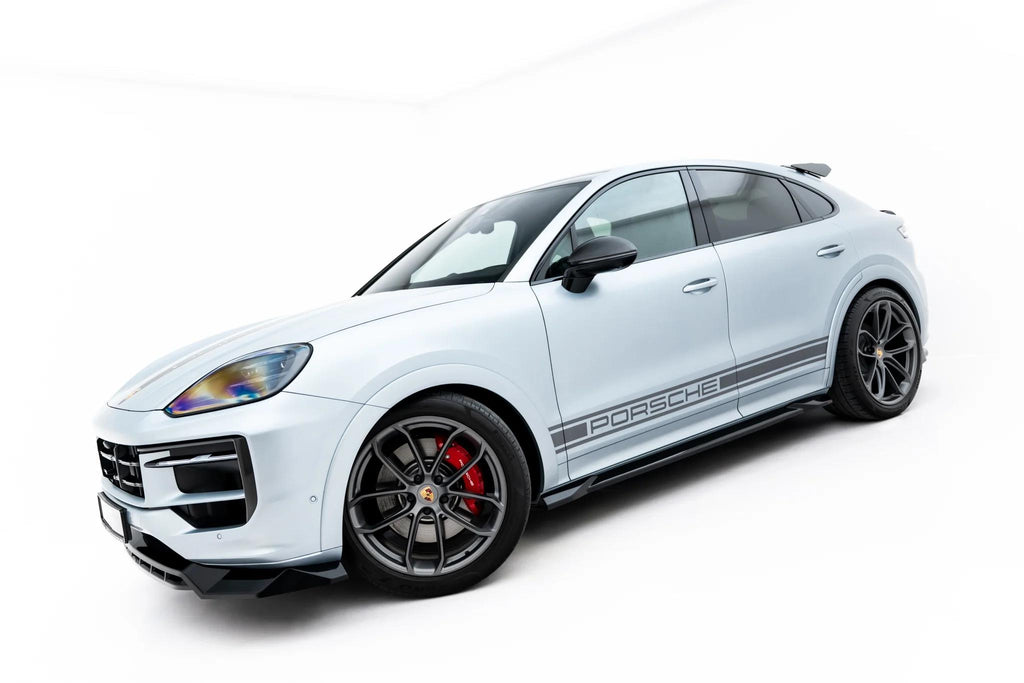 Maxton Design Street+ Seitenschweller Leisten für Porsche Cayenne GTS / Turbo Sport Pack / Turbo E-Hybrid GT Pack Coupe Mk3 Facelift [2023-] | Schwarz Hochglanz | ABS-Kunststoff