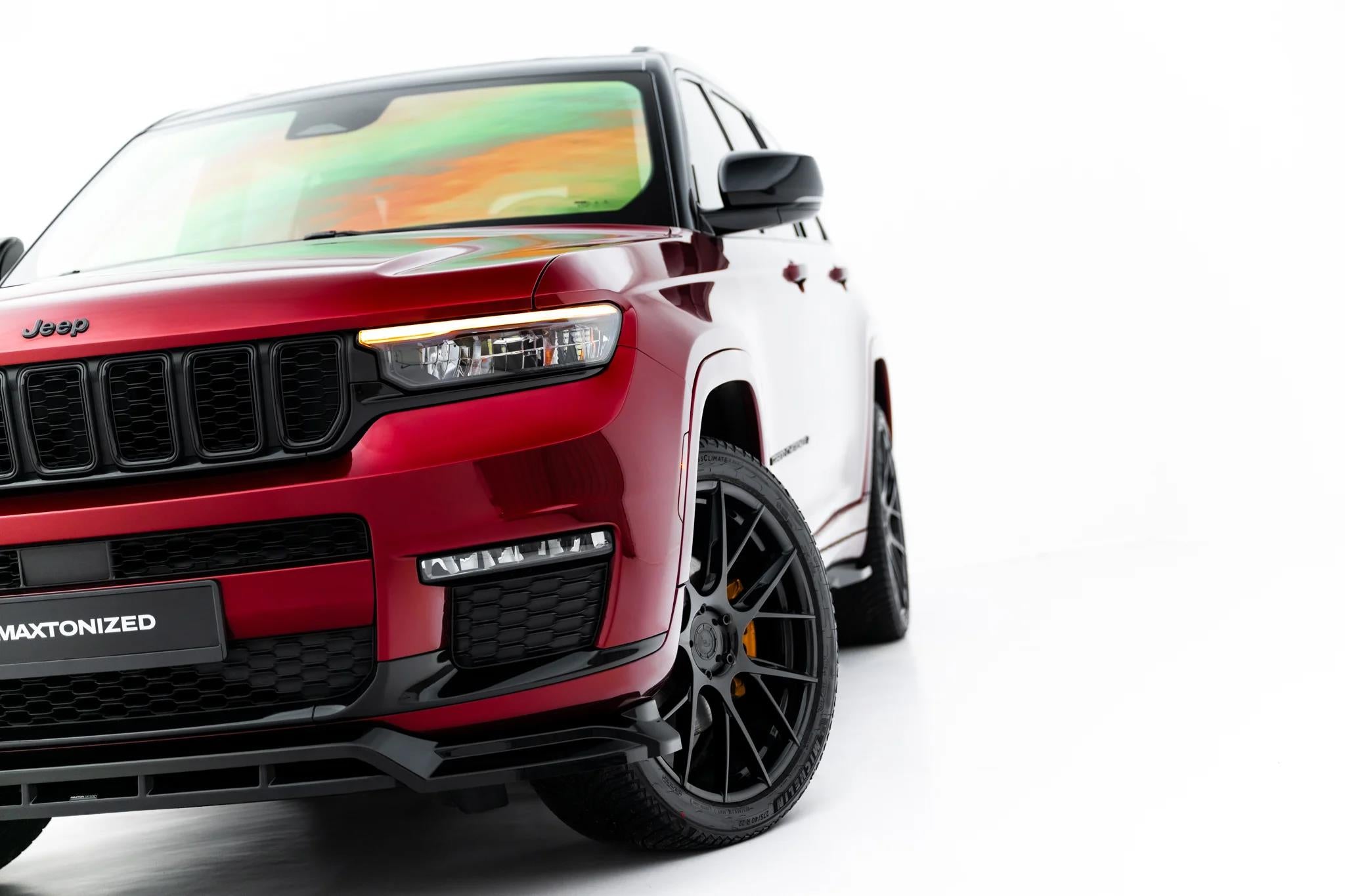 Maxton Design Street+ Spoilerlippe Front Ansatz passend für Jeep Grand Cherokee L Mk5 schwarz Hochglanz