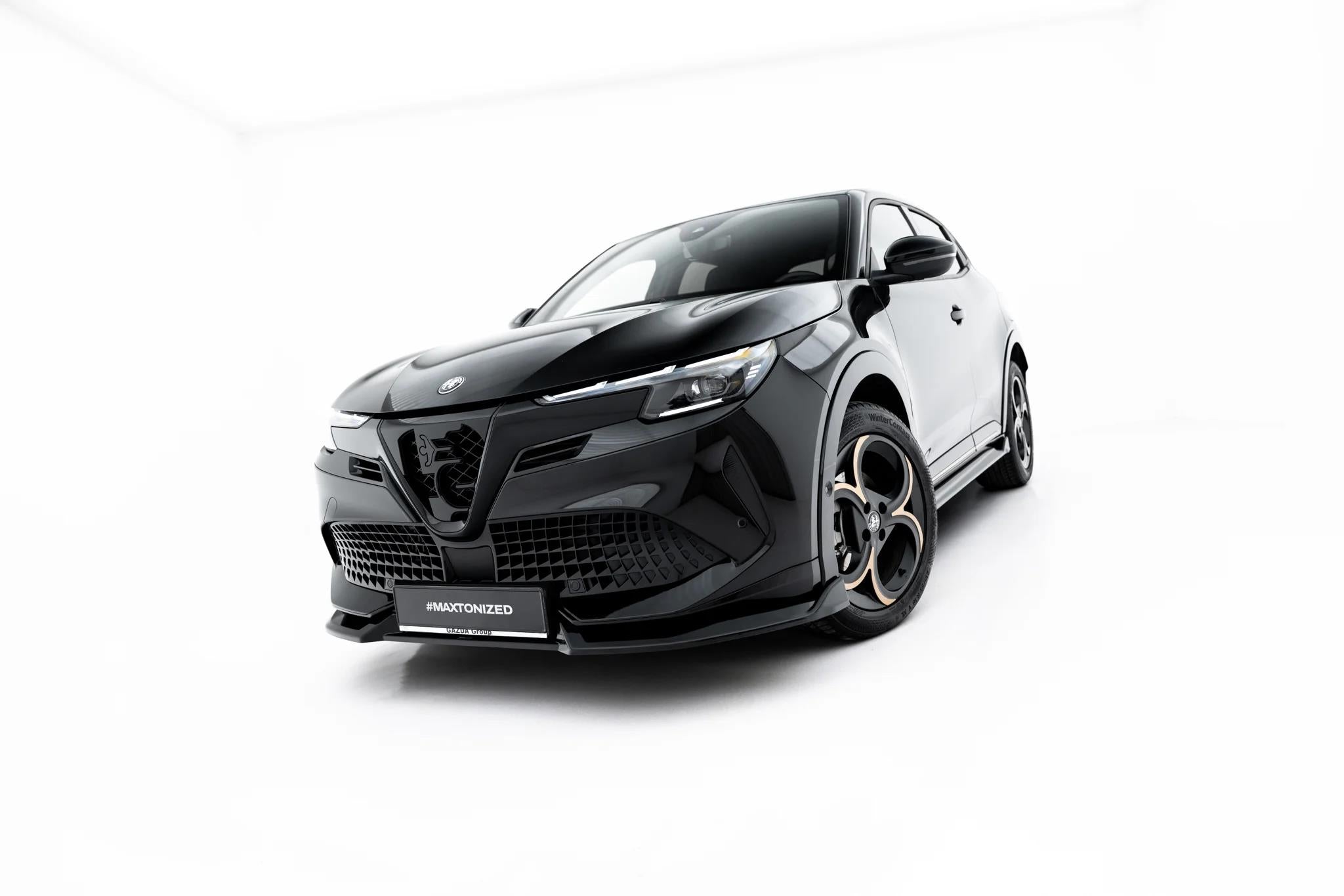 Maxton Design Street+ Spoilerlippe Front Ansatz Passend für Alfa Romeo Junior Mk1 Schwarz Hochglanz