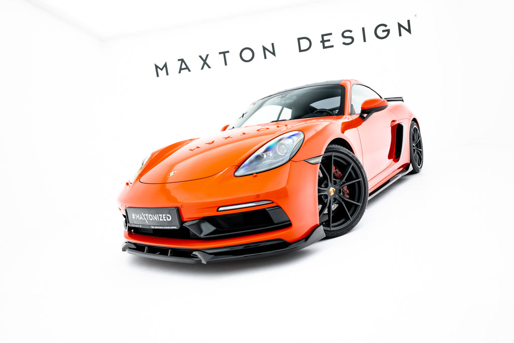 Maxton Design Street+ Spoilerlippe Front Ansatz passend für V.3 Porsche 718 Cayman GTS 982c schwarz Hochglanz