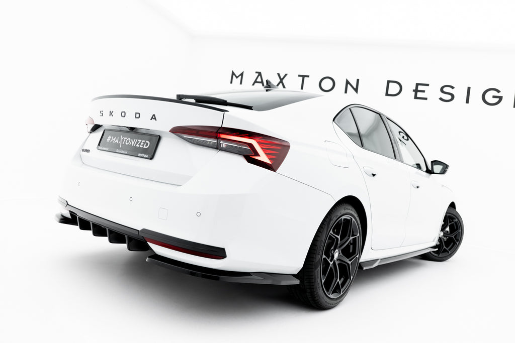 Maxton Design Diffusor Heck Ansatz passend für Skoda Octavia Sportline Liftback / Combi Mk4 Facelift schwarz Hochglanz