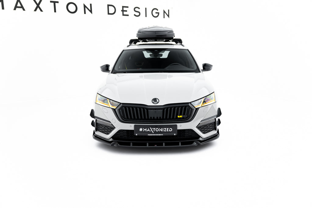 Maxton Design Street+ Spoilerlippe Front Ansatz V.5 passend für Skoda Octavia RS Mk4 schwarz Hochglanz