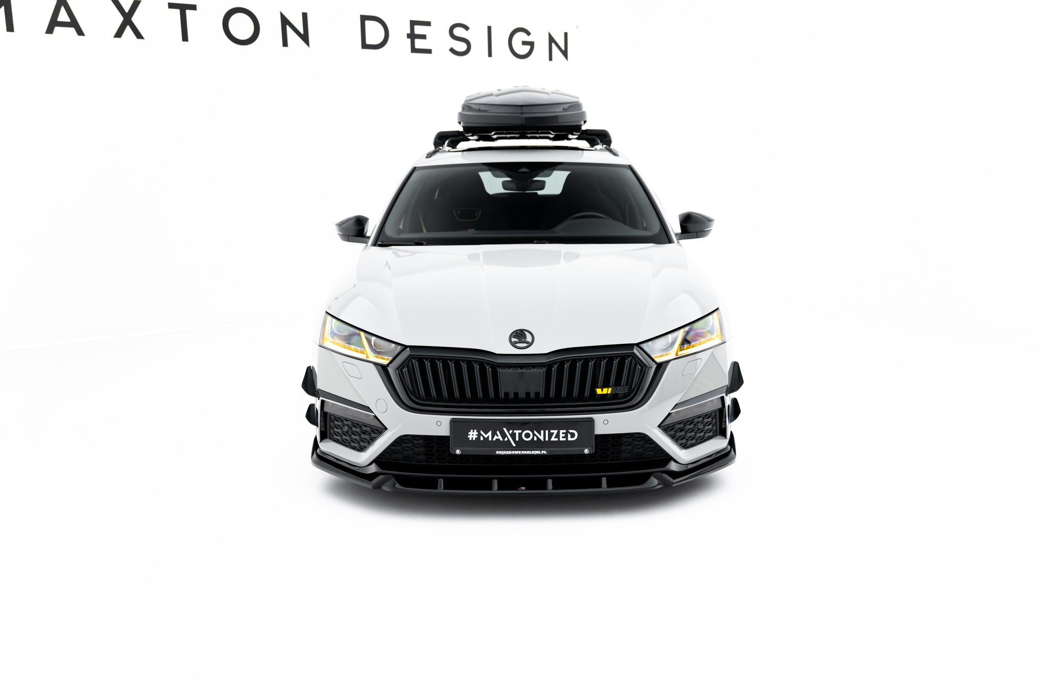 Maxton Design Street+ Spoilerlippe Front Ansatz V.5 passend für Skoda Octavia RS Mk4 schwarz Hochglanz