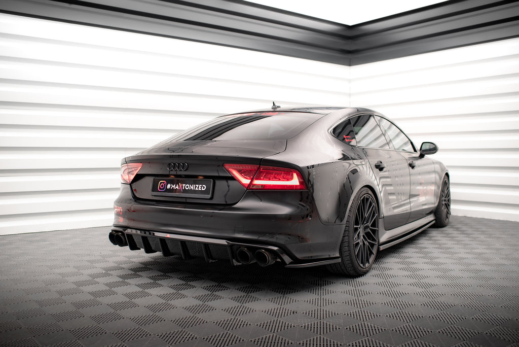 Maxton Design Heck Ansatz Flaps Diffusor passend für Audi A7 S-Line / S7 C7 schwarz Hochglanz