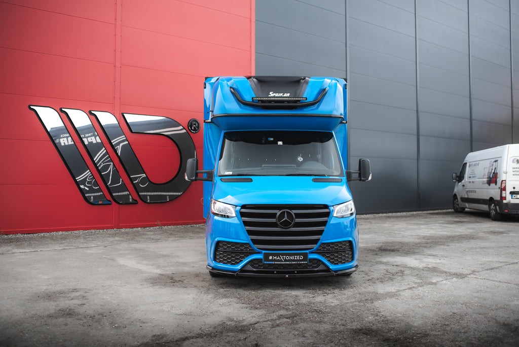 Maxton Design Front Stoßstange + Splitter Mercedes-Benz Sprinter Mk3 schwarz Hochglanz für Mercedes-Benz Sprinter Mk3