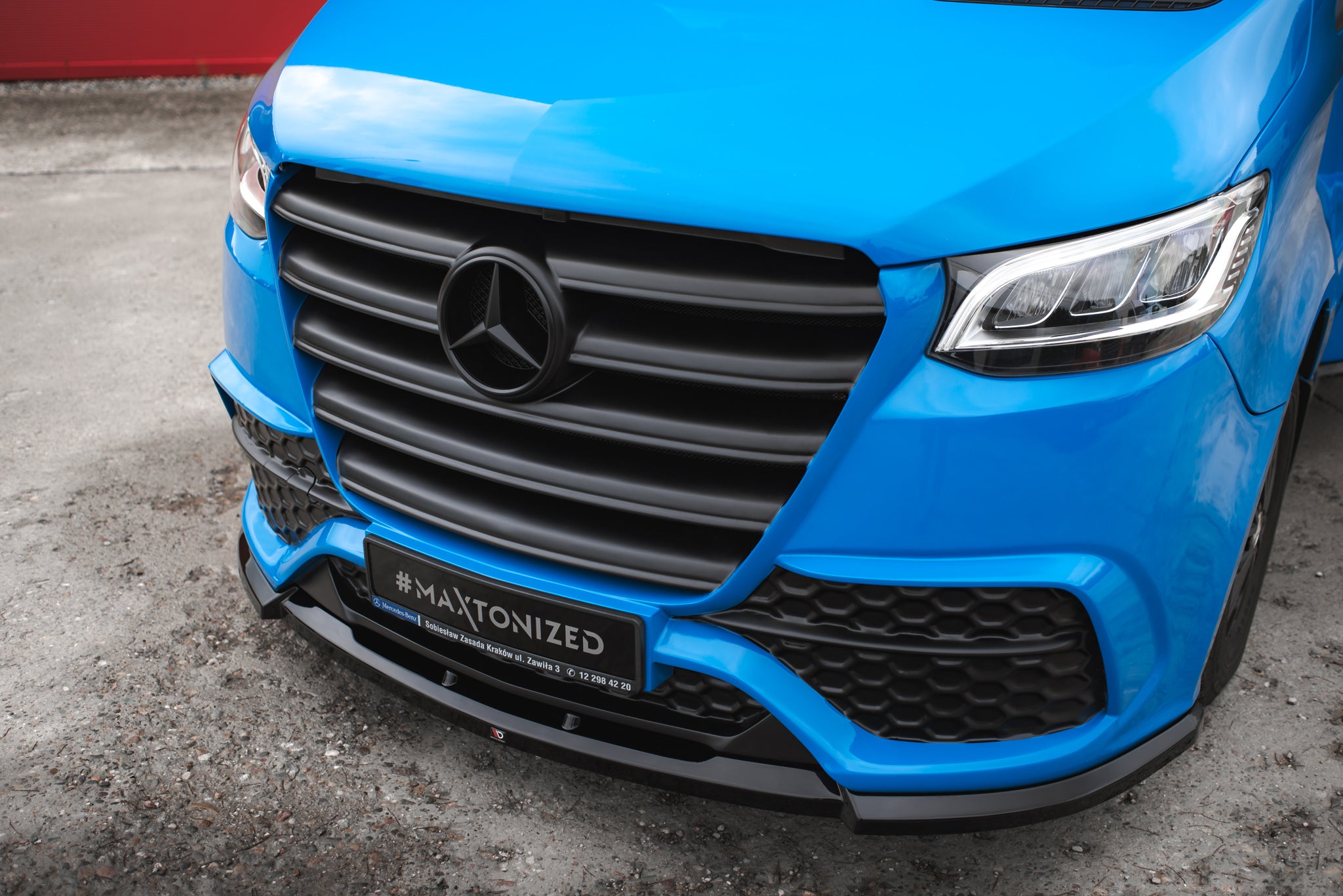Maxton Design Street+ Spoilerlippe Front Ansatz passend für Mercedes-Benz Sprinter Mk3 schwarz Hochglanz