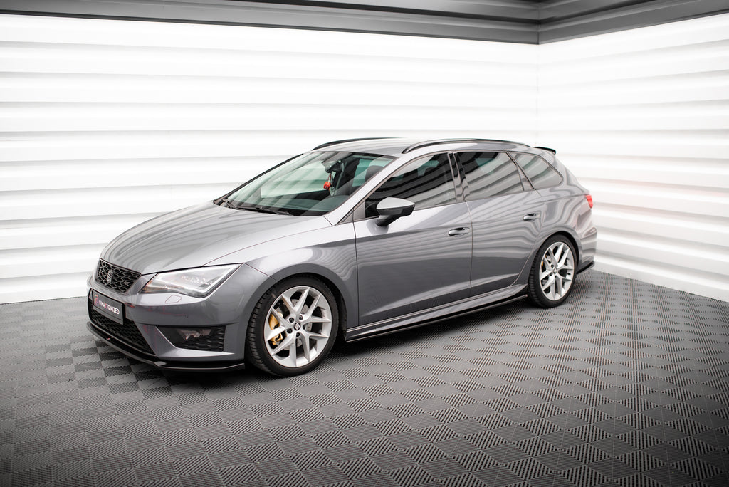 Maxton Design Street+ Seitenschweller Leisten passend für Seat Leon Cupra / FR / Standard Aero Mk3 / Mk3 Facelift schwarz Hochglanz