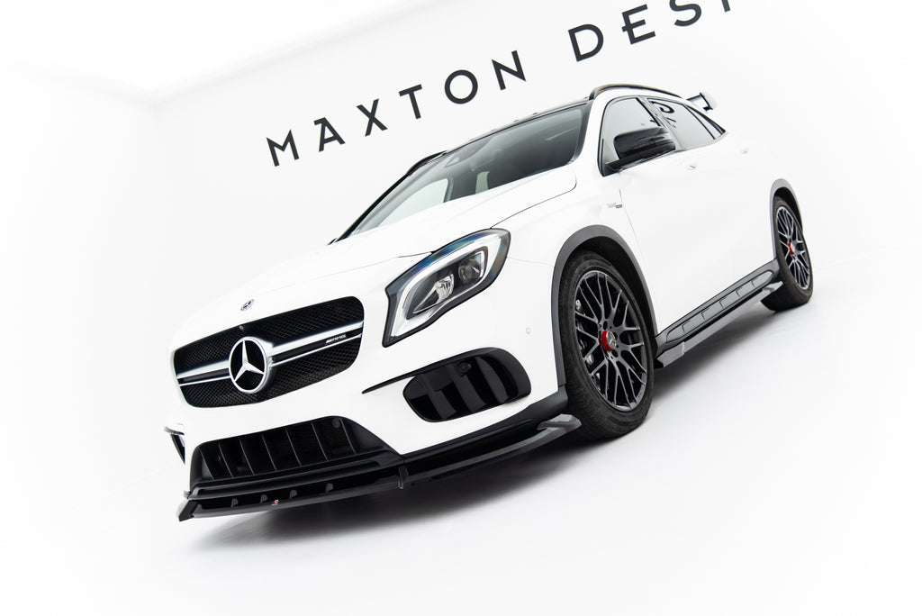 Maxton Design Street+ Spoilerlippe Front Ansatz passend für Mercedes-Benz GLA 45 AMG X156 Facelift schwarz Hochglanz
