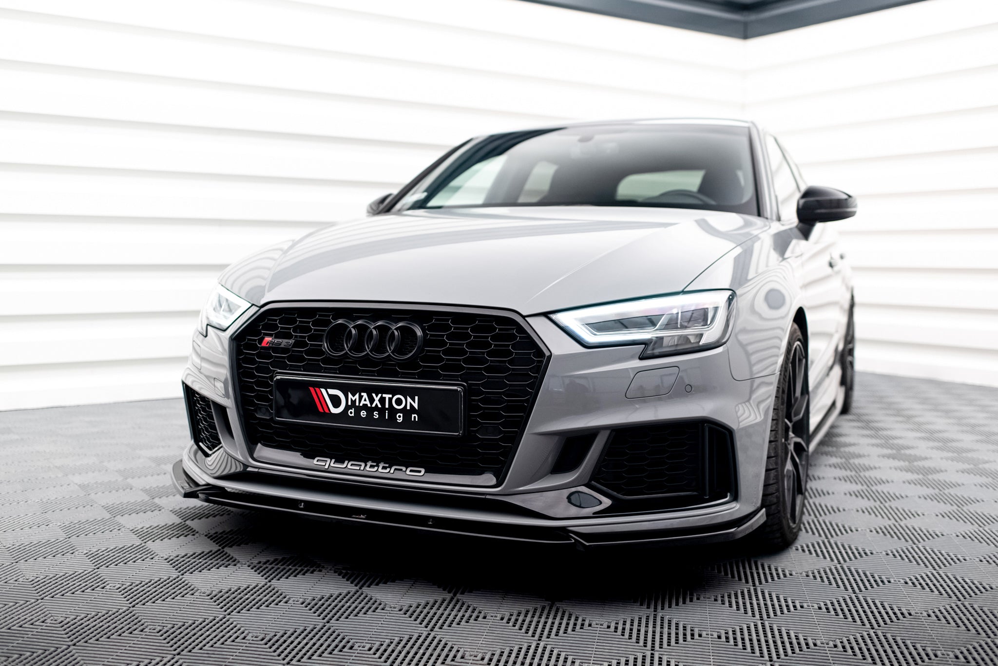 Maxton Design Street+ Spoilerlippe Front Ansatz V.4 passend für Audi RS3 8V FL Sportback schwarz Hochglanz