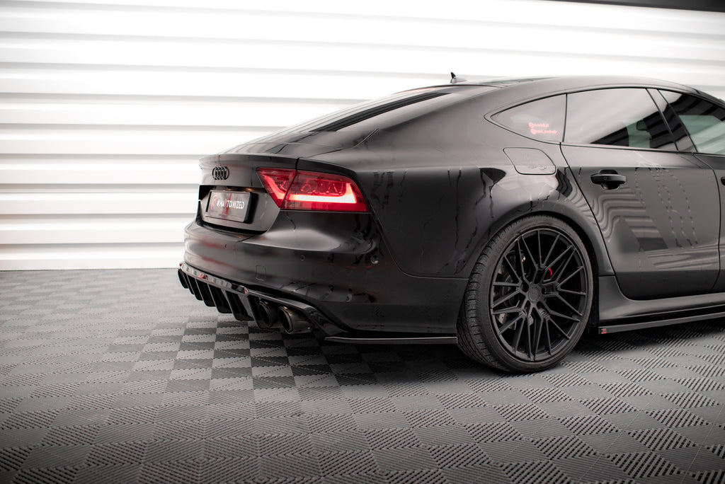 Maxton Design Heck Ansatz Flaps Diffusor passend für Audi A7 S-Line / S7 C7 schwarz Hochglanz