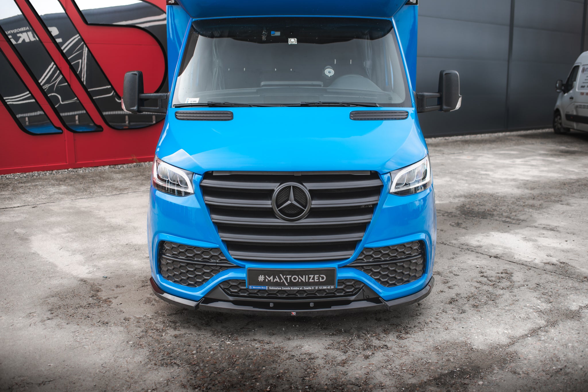Maxton Design Street+ Spoilerlippe Front Ansatz passend für Mercedes-Benz Sprinter Mk3 schwarz Hochglanz