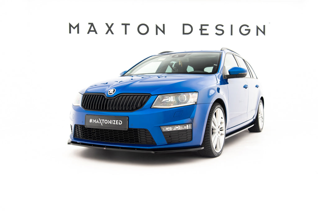 Maxton Design Street+ Spoilerlippe Front Ansatz V.1 passend für Skoda Octavia RS Mk3 schwarz Hochglanz