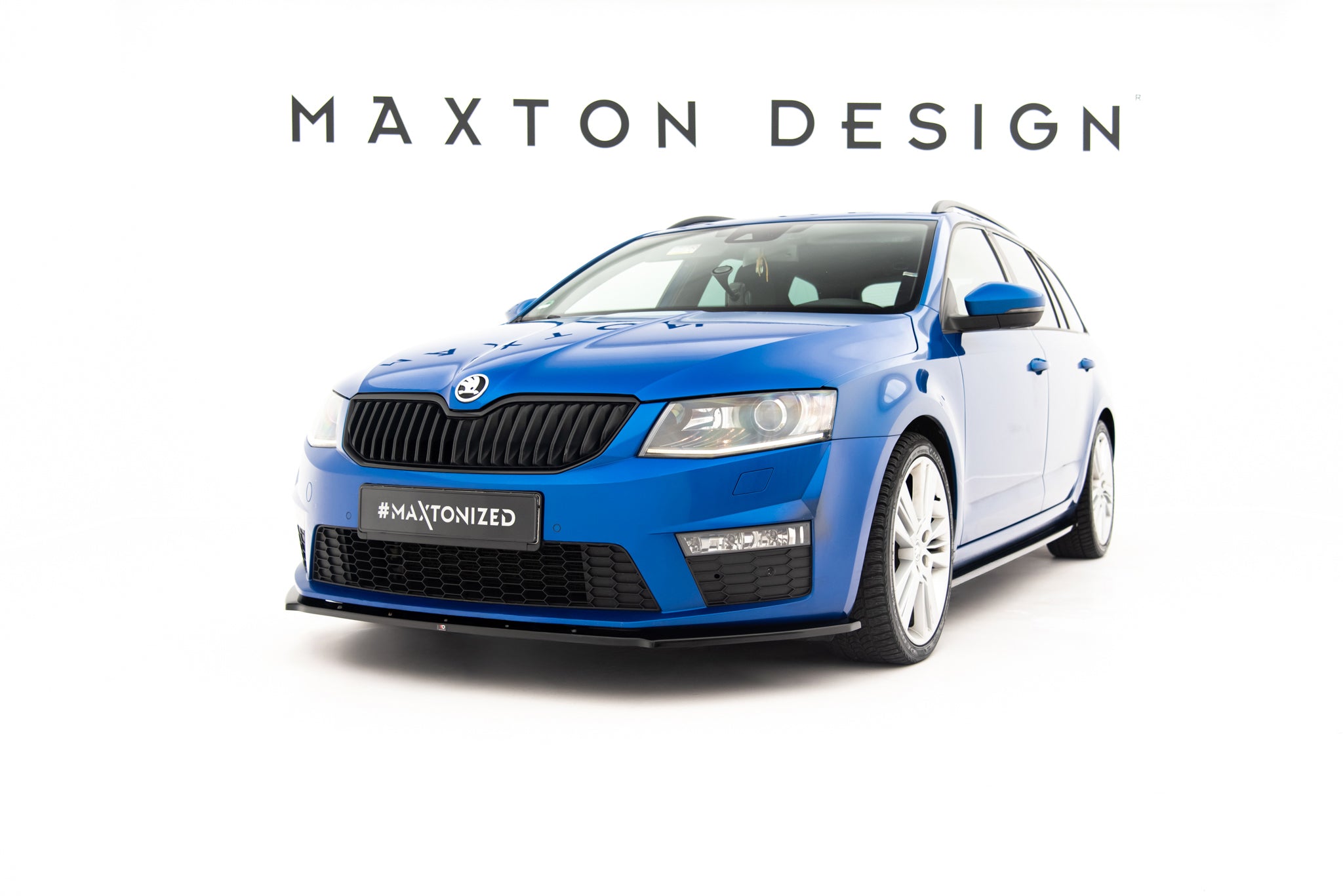 Maxton Design Street+ Spoilerlippe Front Ansatz V.1 passend für Skoda Octavia RS Mk3 schwarz Hochglanz