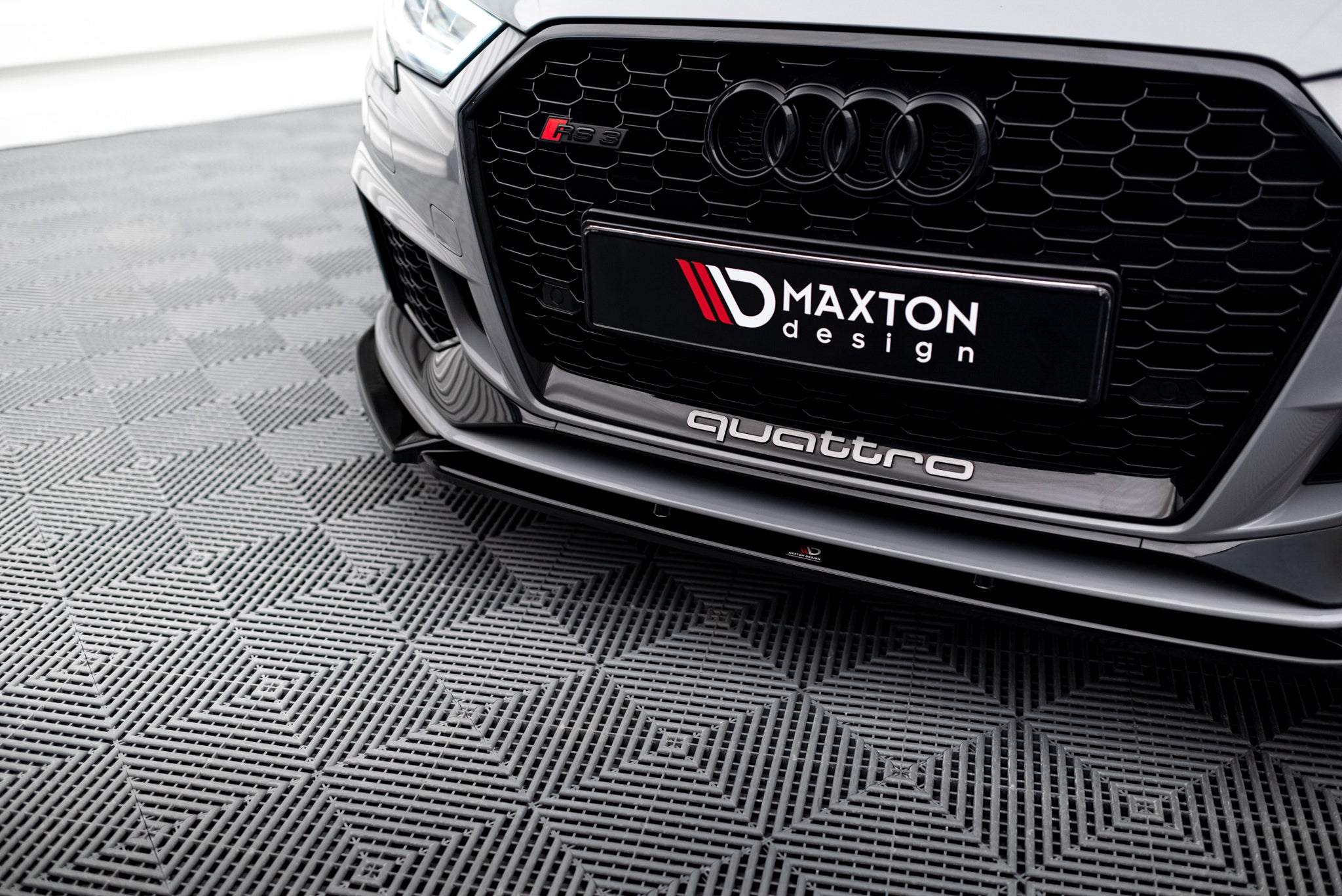 Maxton Design Street+ Spoilerlippe Front Ansatz V.4 passend für Audi RS3 8V FL Sportback schwarz Hochglanz