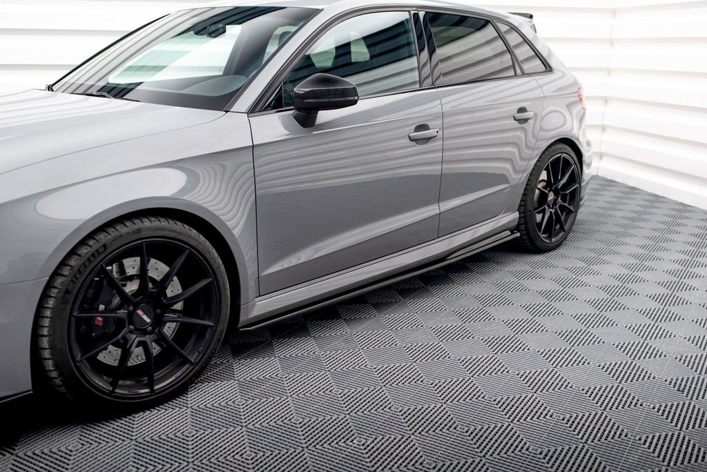 Maxton Design Street+ Seitenschweller Leisten V.2 passend für Audi RS3 8V Sportback Facelift schwarz Hochglanz