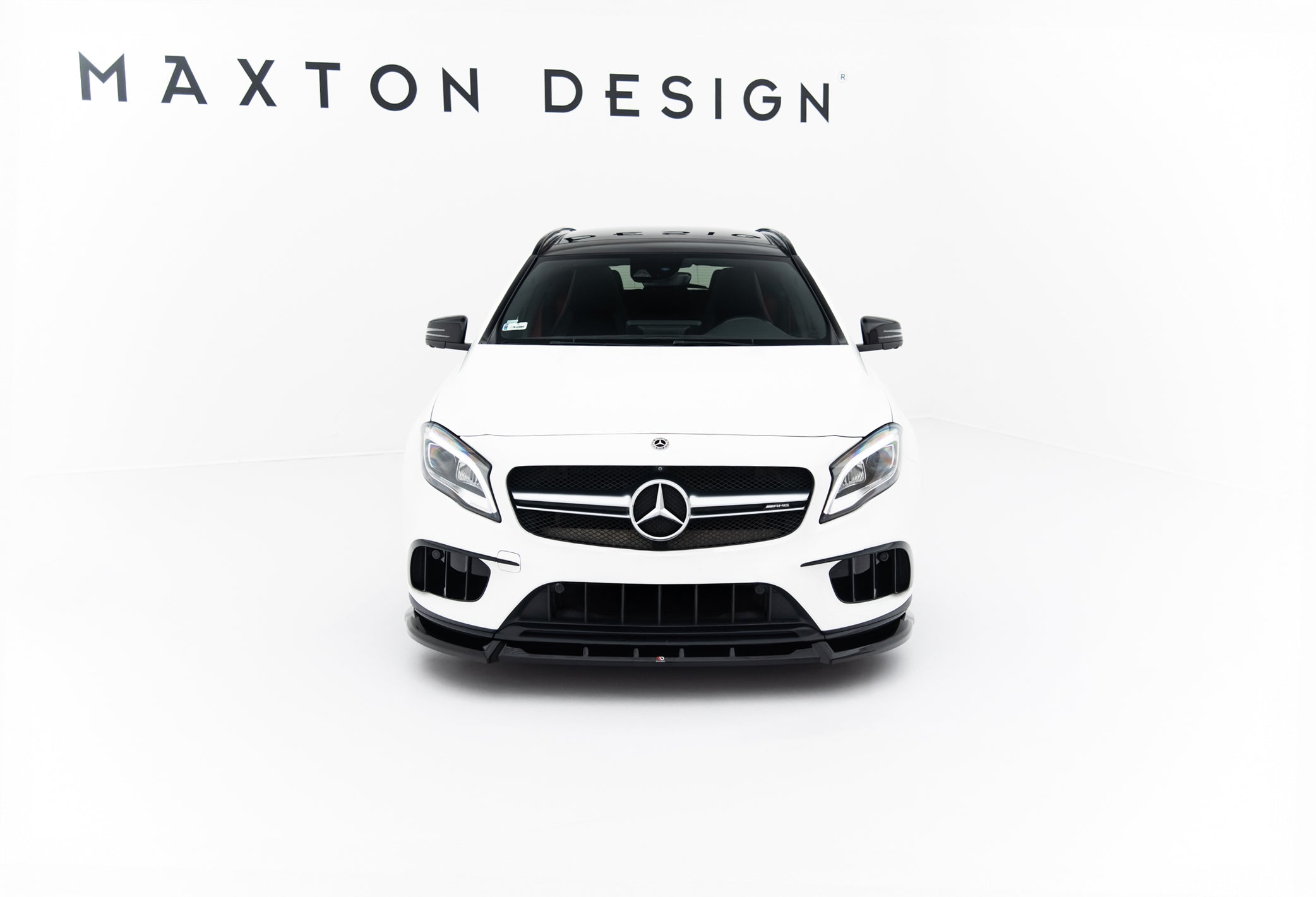 Maxton Design Street+ Spoilerlippe Front Ansatz passend für Mercedes-Benz GLA 45 AMG X156 Facelift schwarz Hochglanz