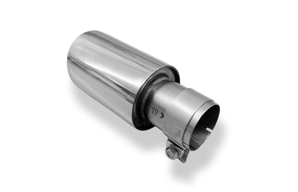 Fox Anschraubendrohr Typ 25 mit Schelle einfach - Ø 70mm Rund uneingerollt / abgeschrägt / mit Type-B Einsatz - L_ (mm) und d_ (mm innen) ist flexibel - muss angeben werden - L minimum 170mm und maximal 500mm