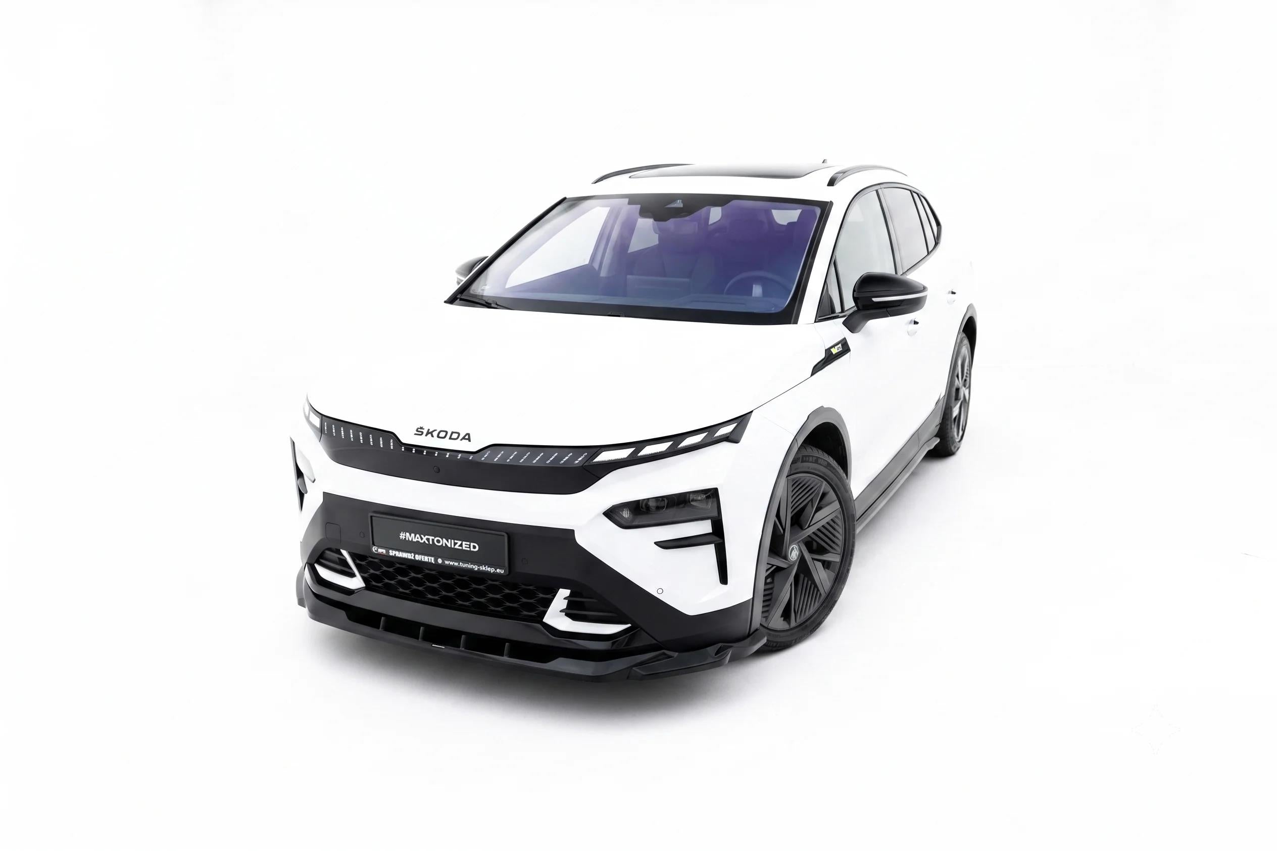 Maxton Design Street+ Spoilerlippe Front Ansatz Passend für Skoda Elroq RS Mk1 Schwarz Hochglanz